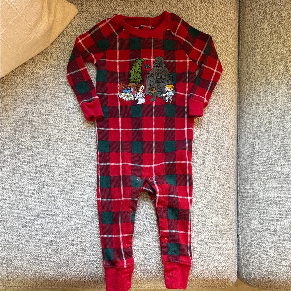 Star Wars Christmas Plaid Onesie 9-12mo